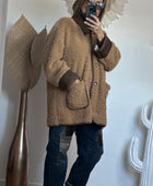 Veste moumoute camel bi matière