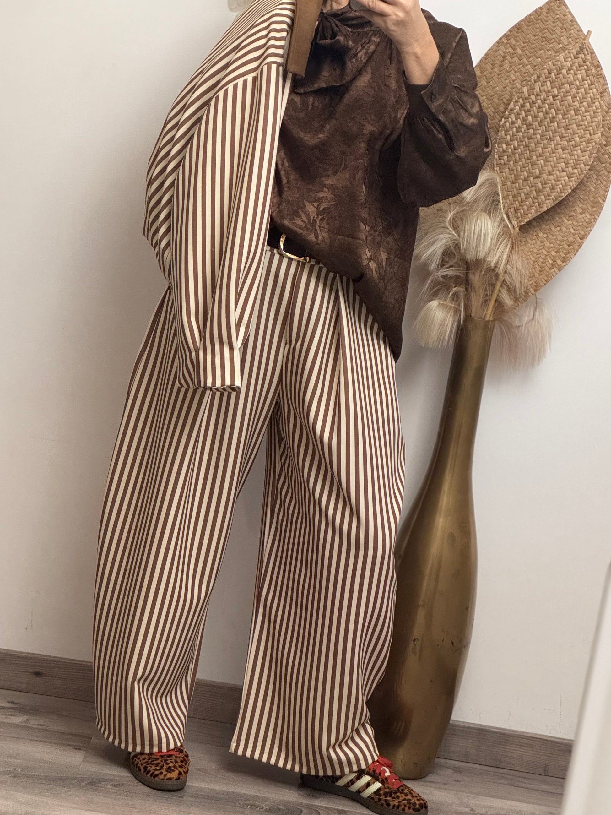 Pantalon ballon rayures marrons