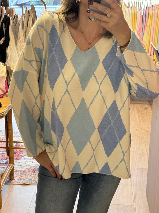 Pull jacquard bleu TU 44/50