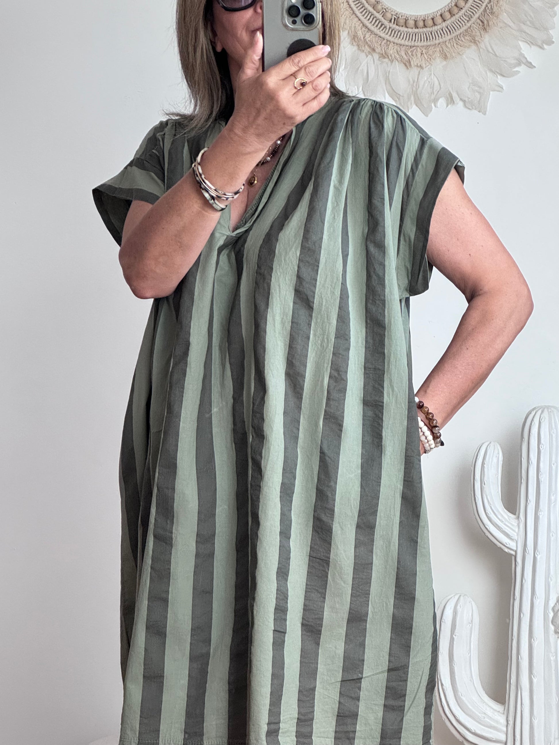Robe rayée kaki /marron TU 42/50