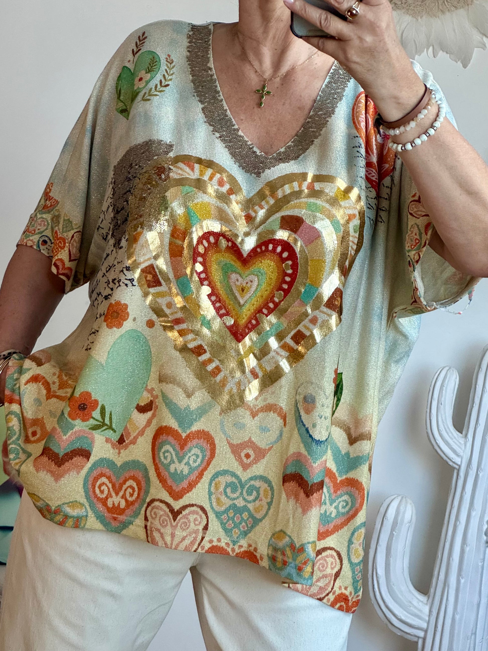 Haut oversize cœurs