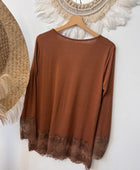 Top dentelle marron moka TU 40/46 et 46/50