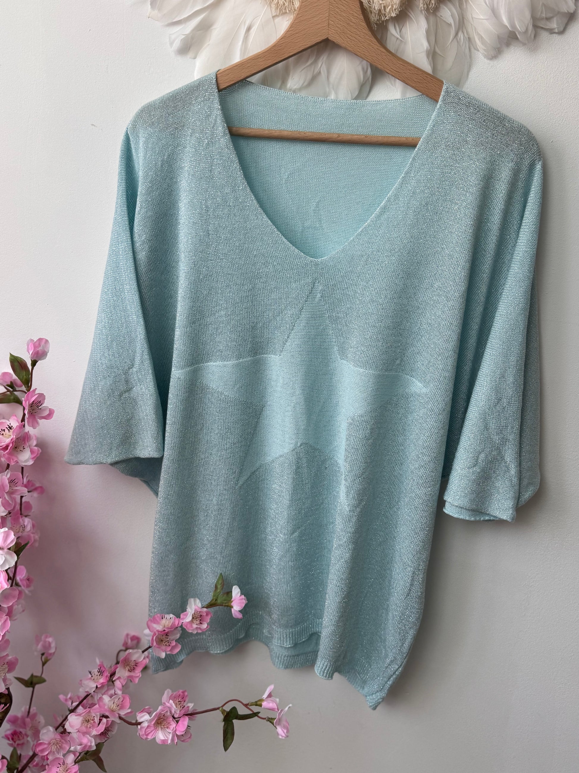 Pull fin étoile bleu