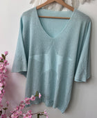 Pull fin étoile bleu