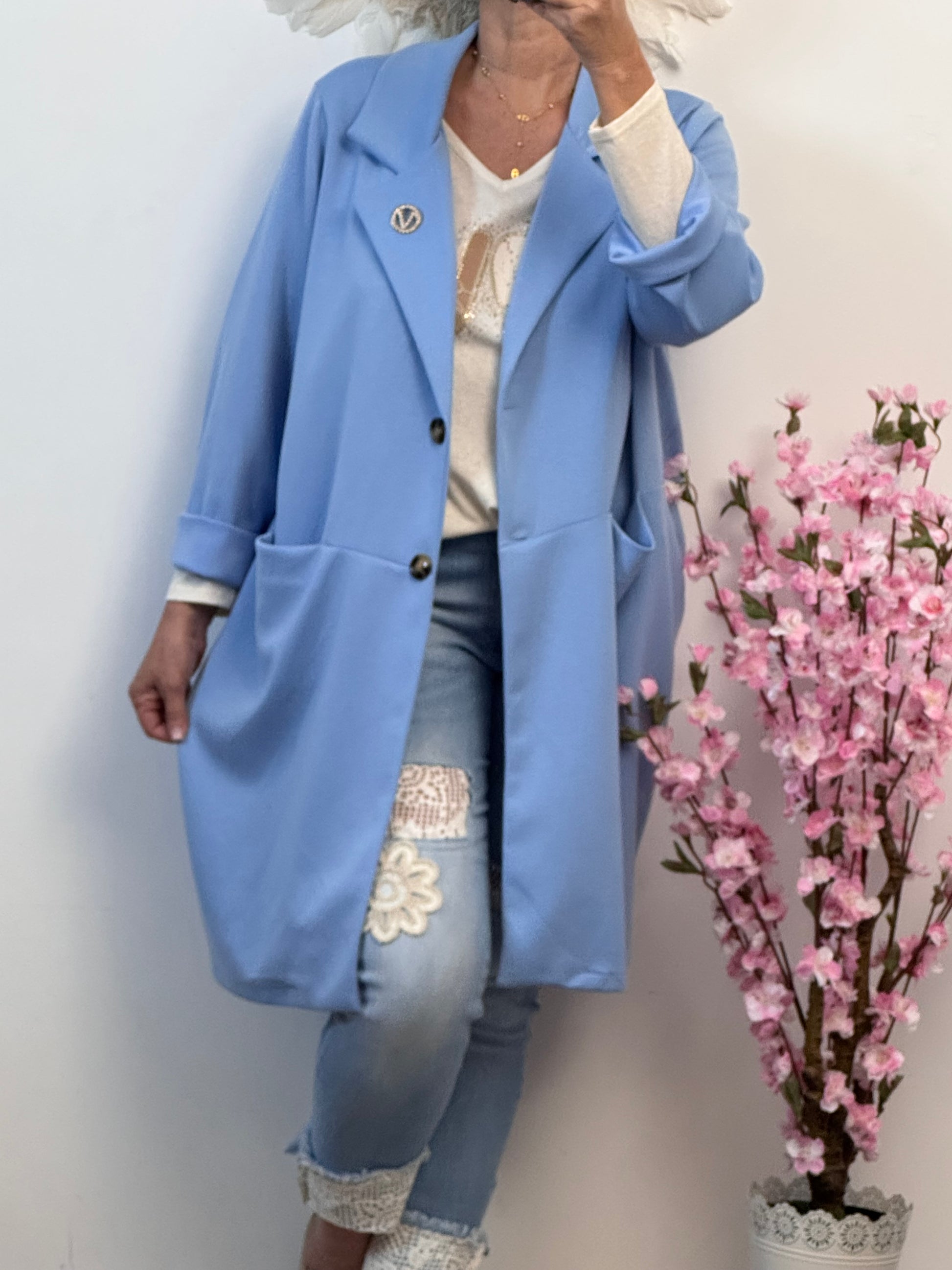 Veste longue Casuel bleue TU 46/52