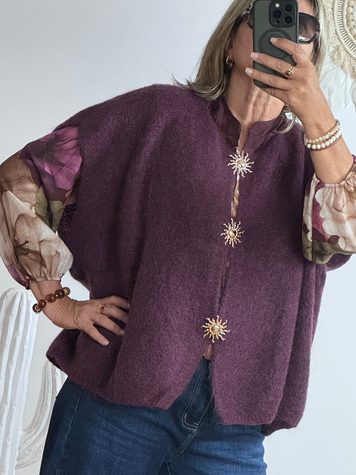 Gilet mohair lie de vin