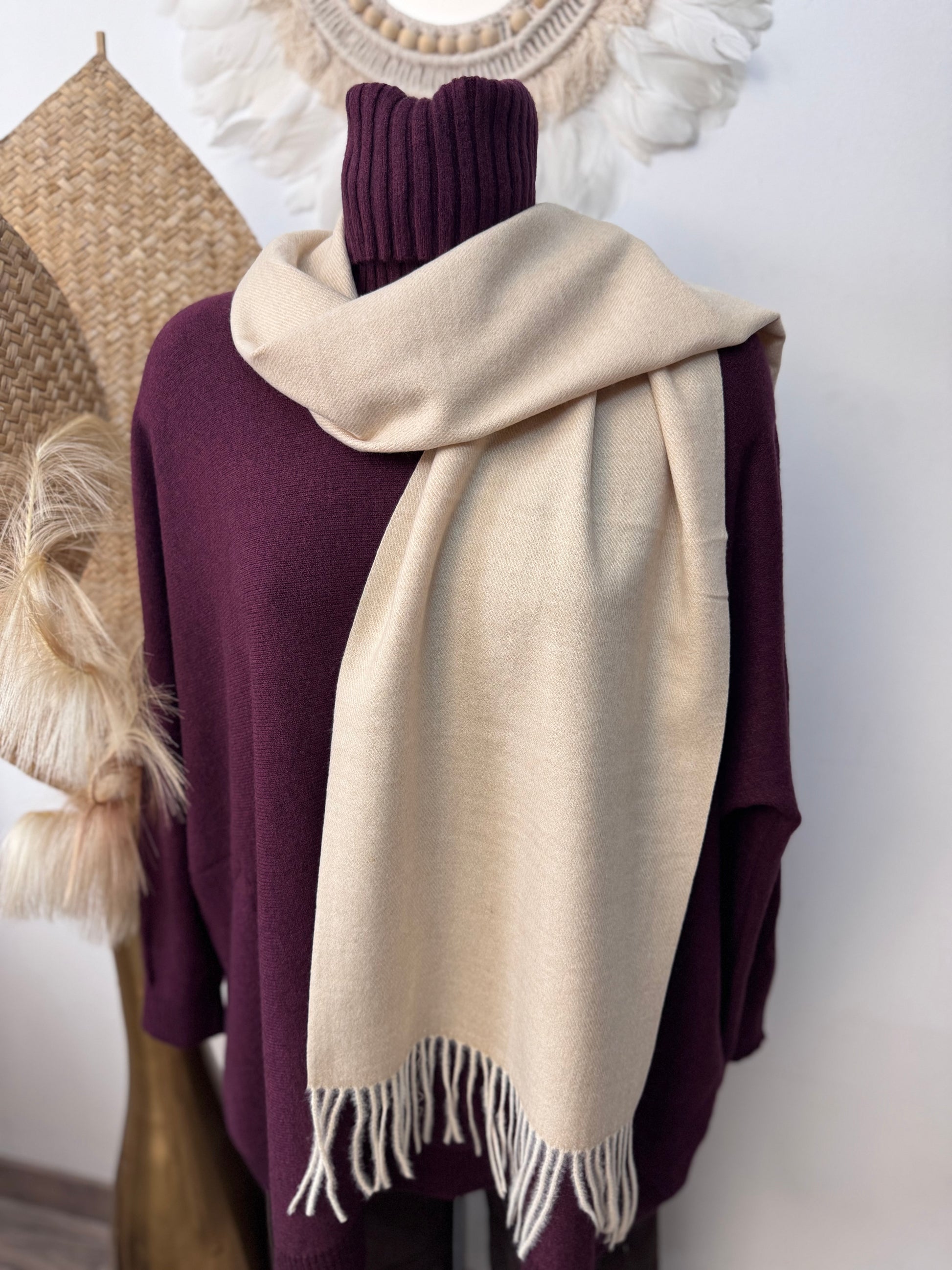 Echarpe cashmere crème