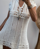 Robe courte bohème crochet blanc
