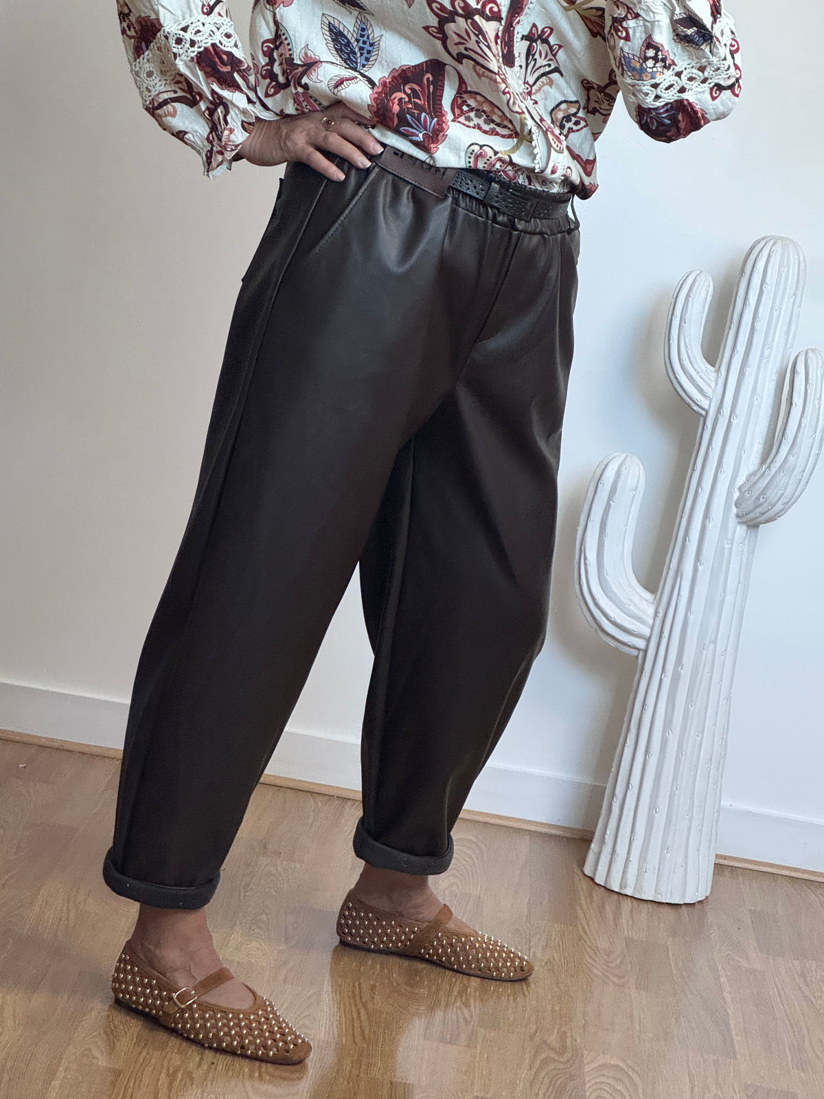 Pantalon SIENNA 🤎 similicuir marron TU 38/46