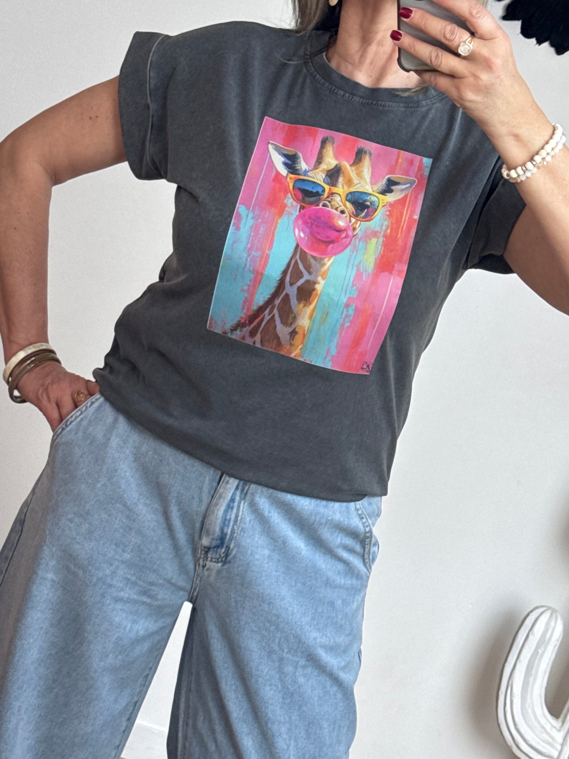 Teeshirt girafe noir