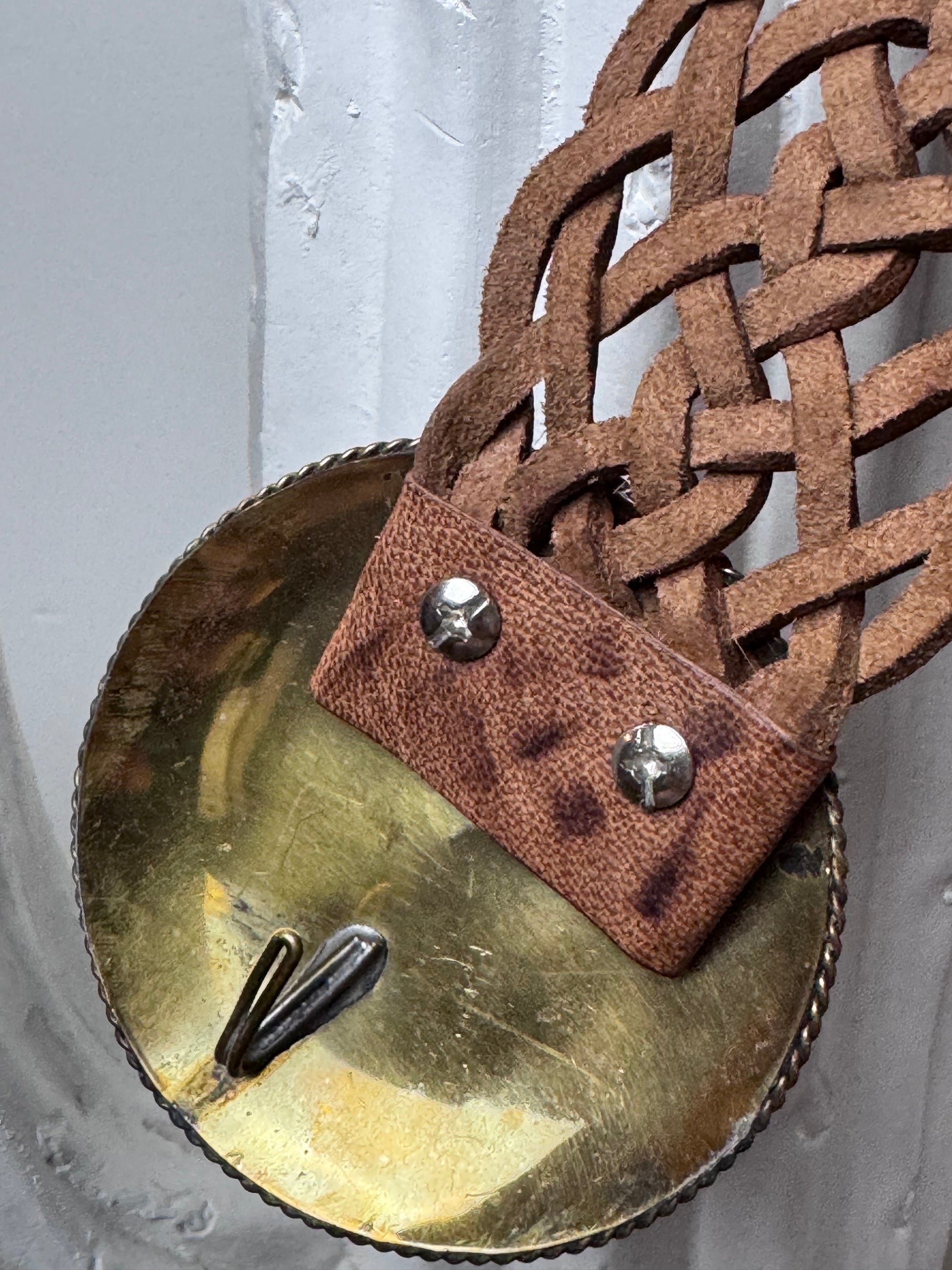 Ceinture cuir tressé camel