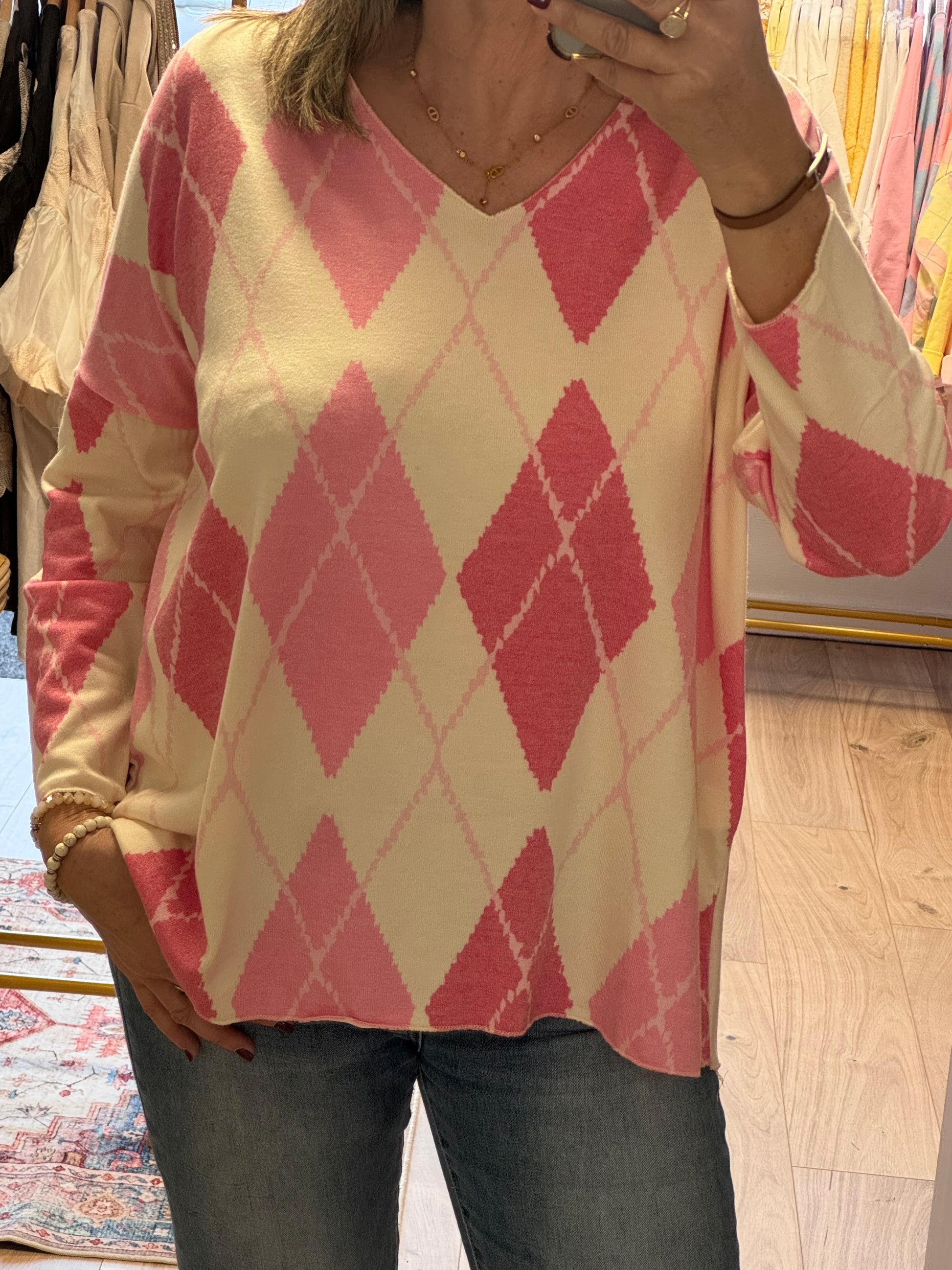 Pull jacquard rose TU 44/50