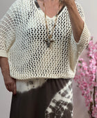 Pull ajouré crème