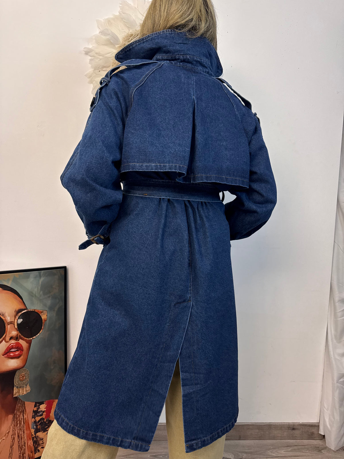 Trench jeans bleu brut