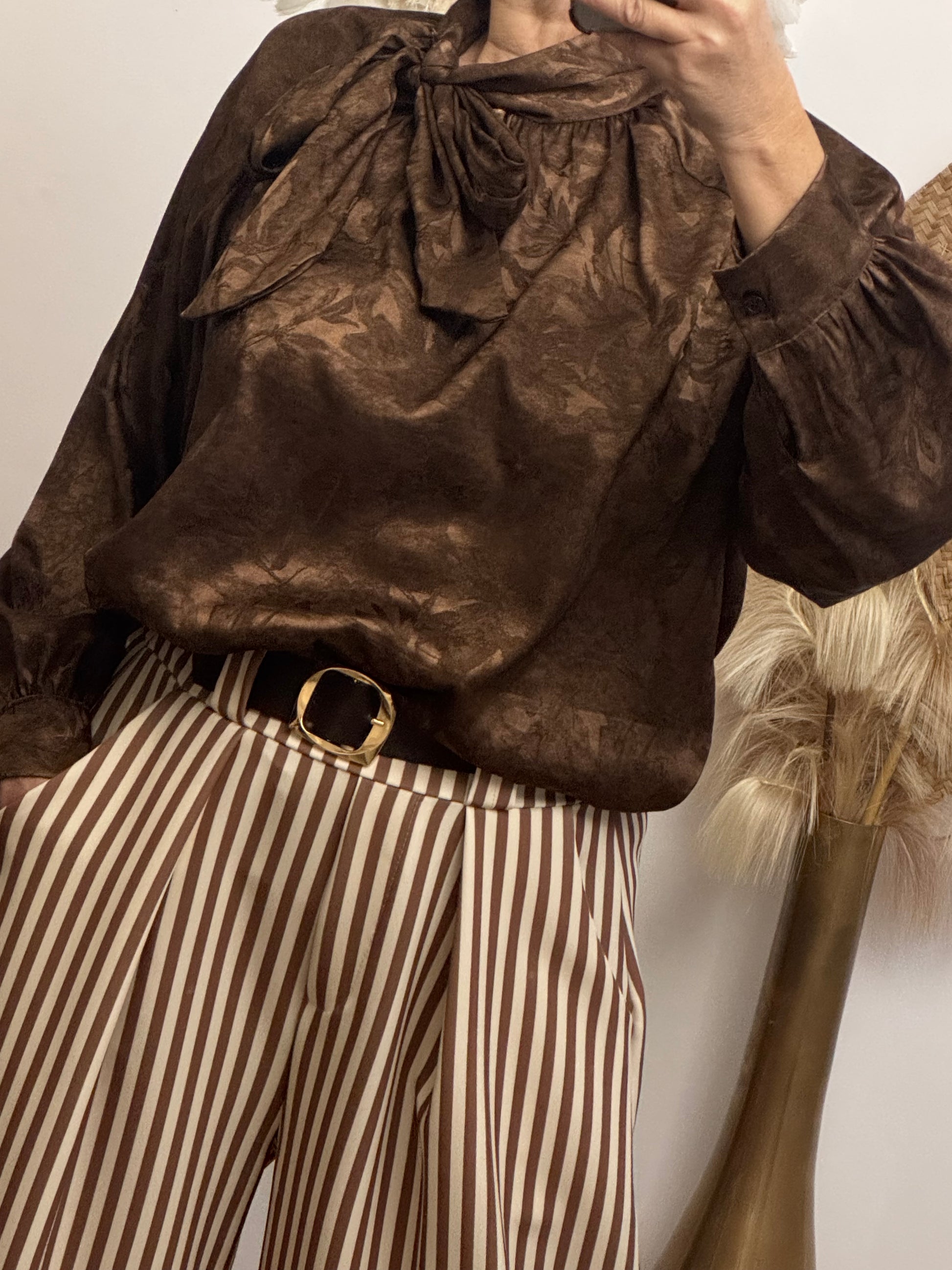 Blouse noeud marron TU 38/46
