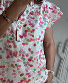 Blouse brodée bulles multicolores