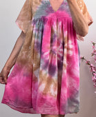Robe voile de coton tie and dye rose et beige