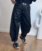 Pantalon barrel similicuir noir TU 38/46