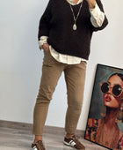 Pantalon velours côtelé camel taille du 38 au 46