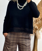 Pull noir broderie TU 38/44