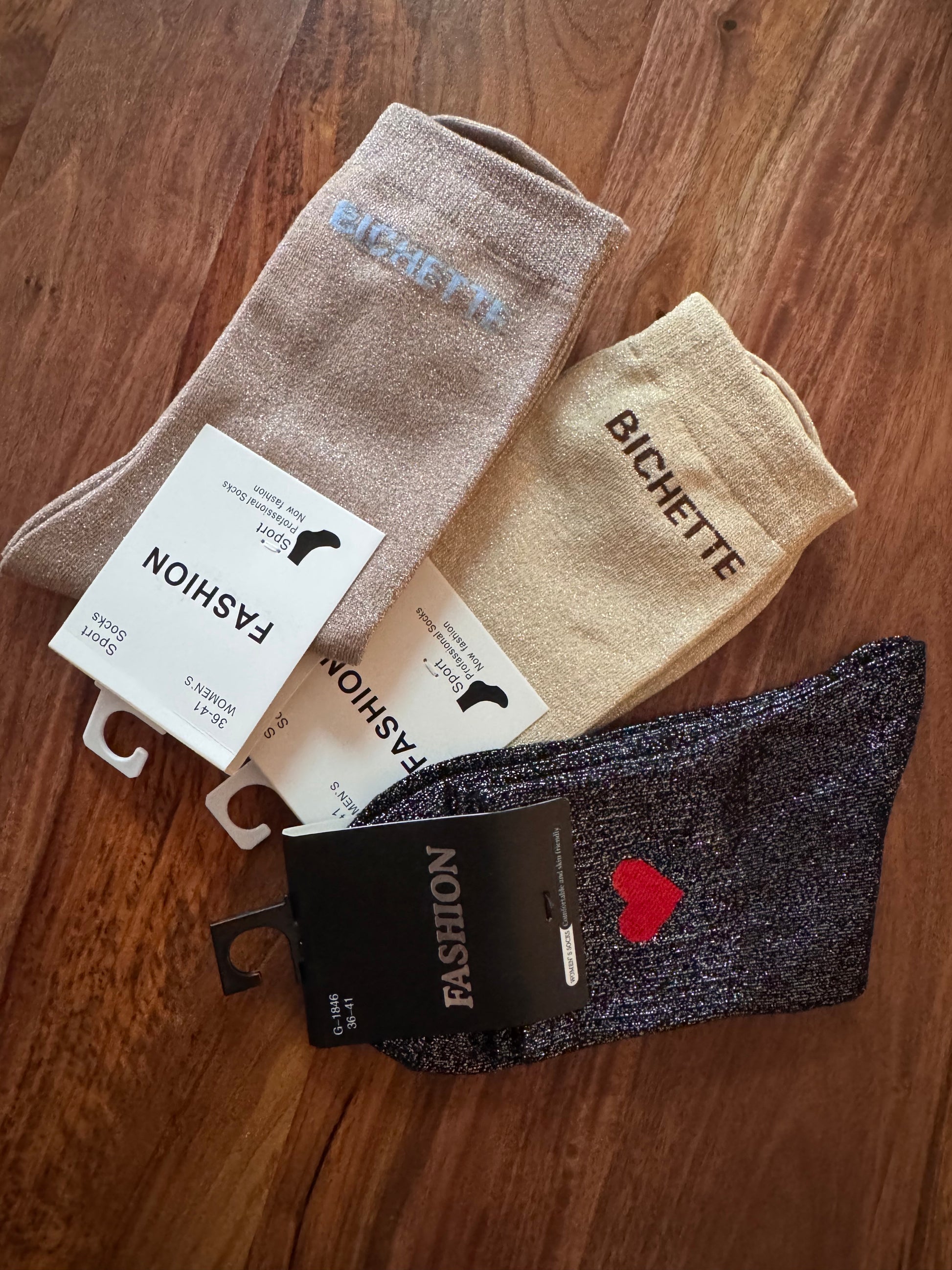 Chaussettes cœur brillantes 36/41