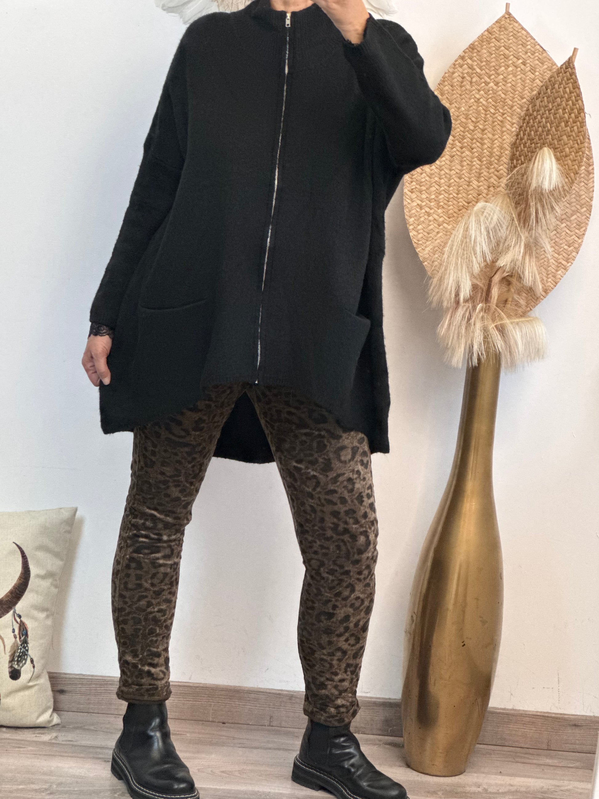 Gilet long oversize noir jolie formes TU 44/50