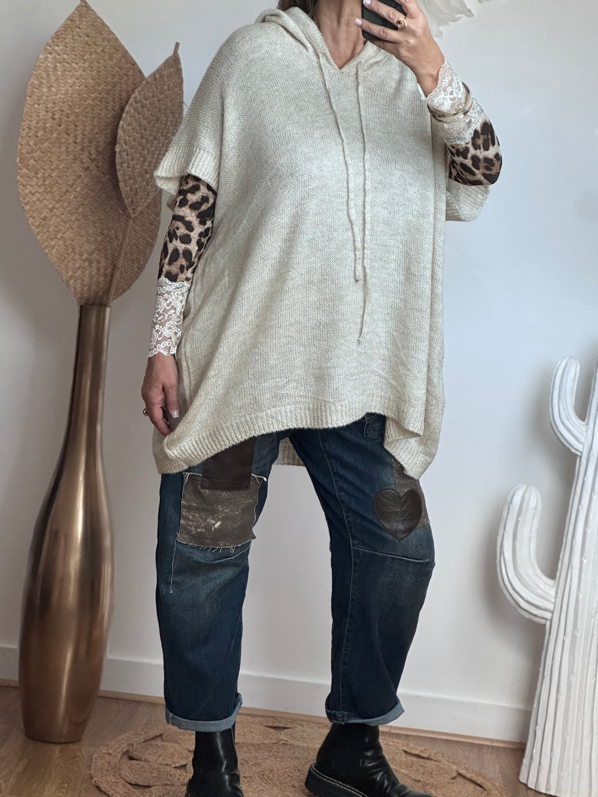 Pull oversize crème