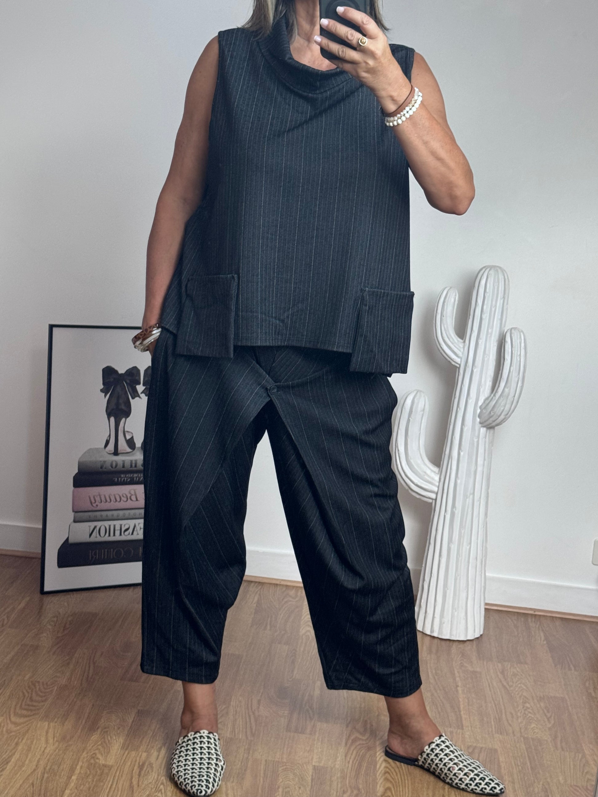 Pantalon Alan noir fines rayures TU 38/48