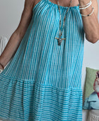 Robe d’été coton tisse turquoise