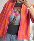 Veste kimono orange et rose