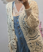 Gilet long crochet beige TU 38/44