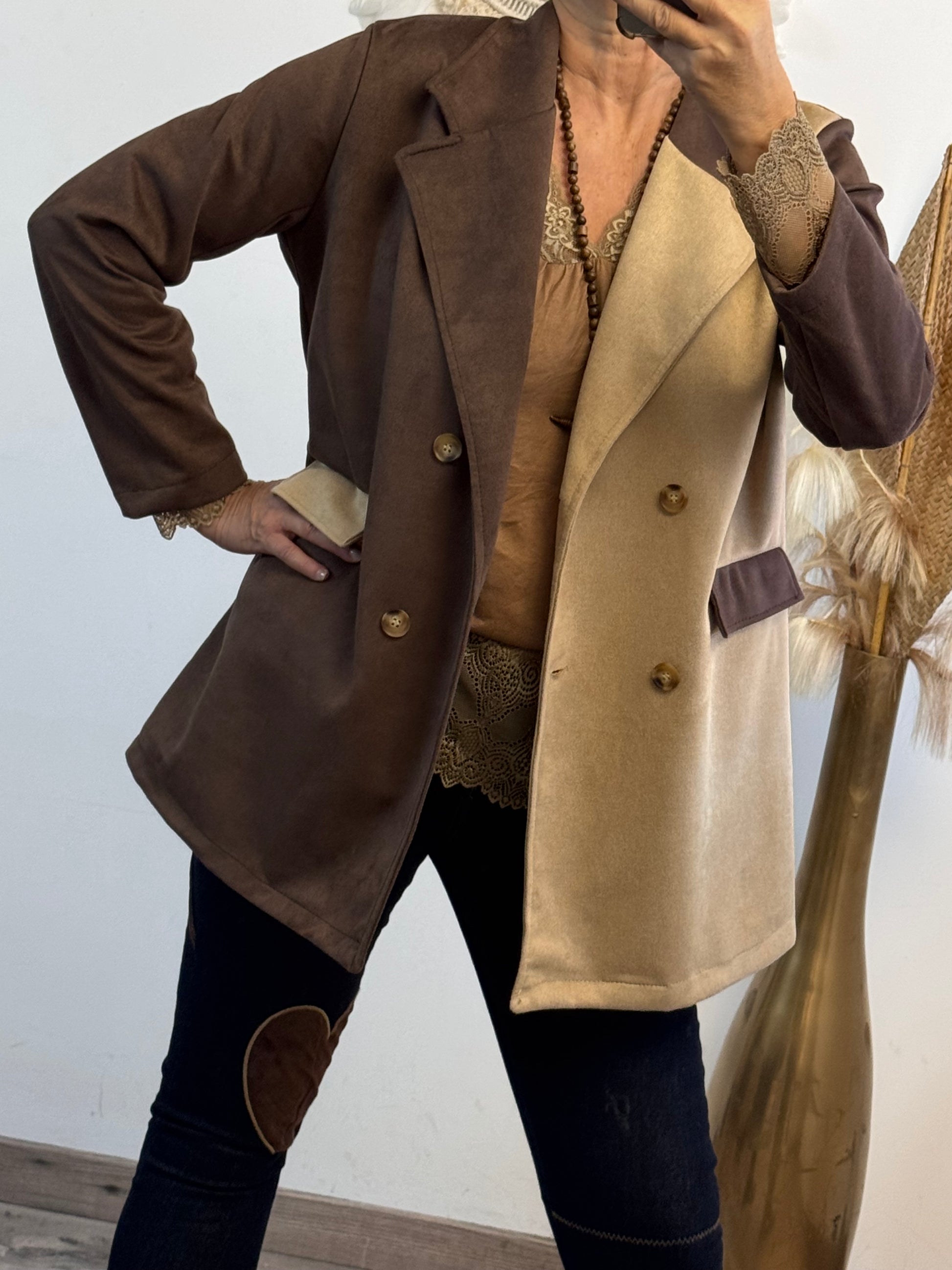 Blazer suédine bi color