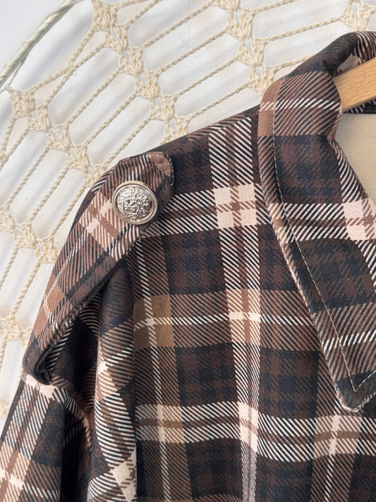 Blouson loose carreaux marron