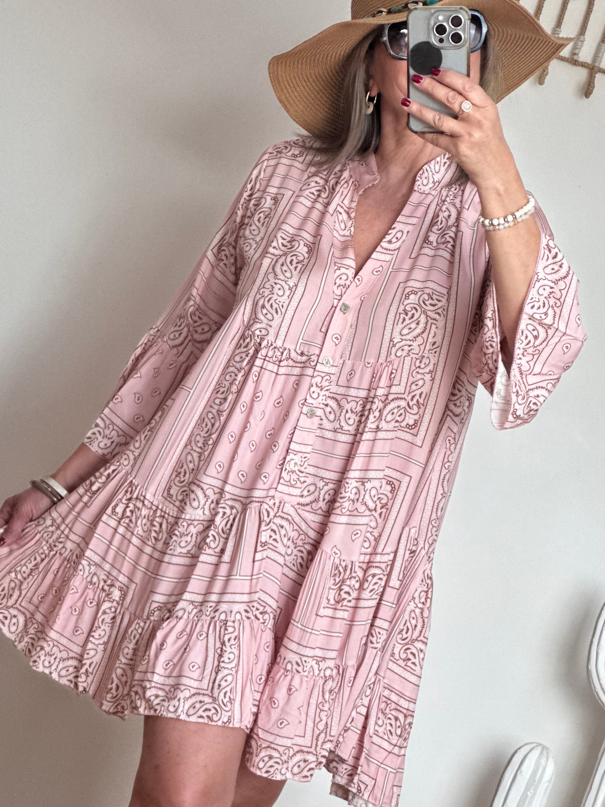 Robe Léa bandana rose