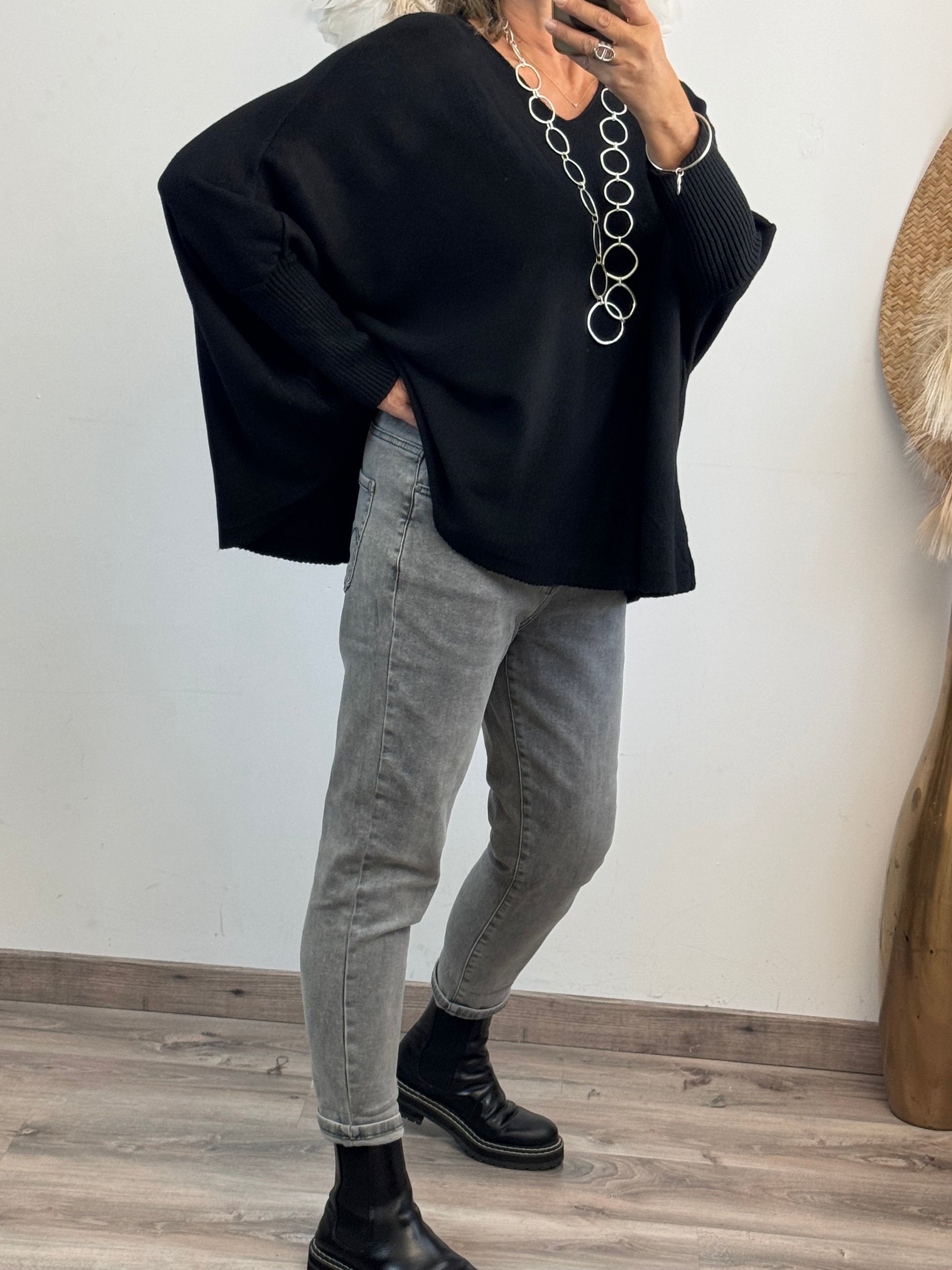 Pull Lucas oversize noir TU 44/54