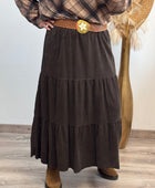 Jupe longue velours côtelé marron