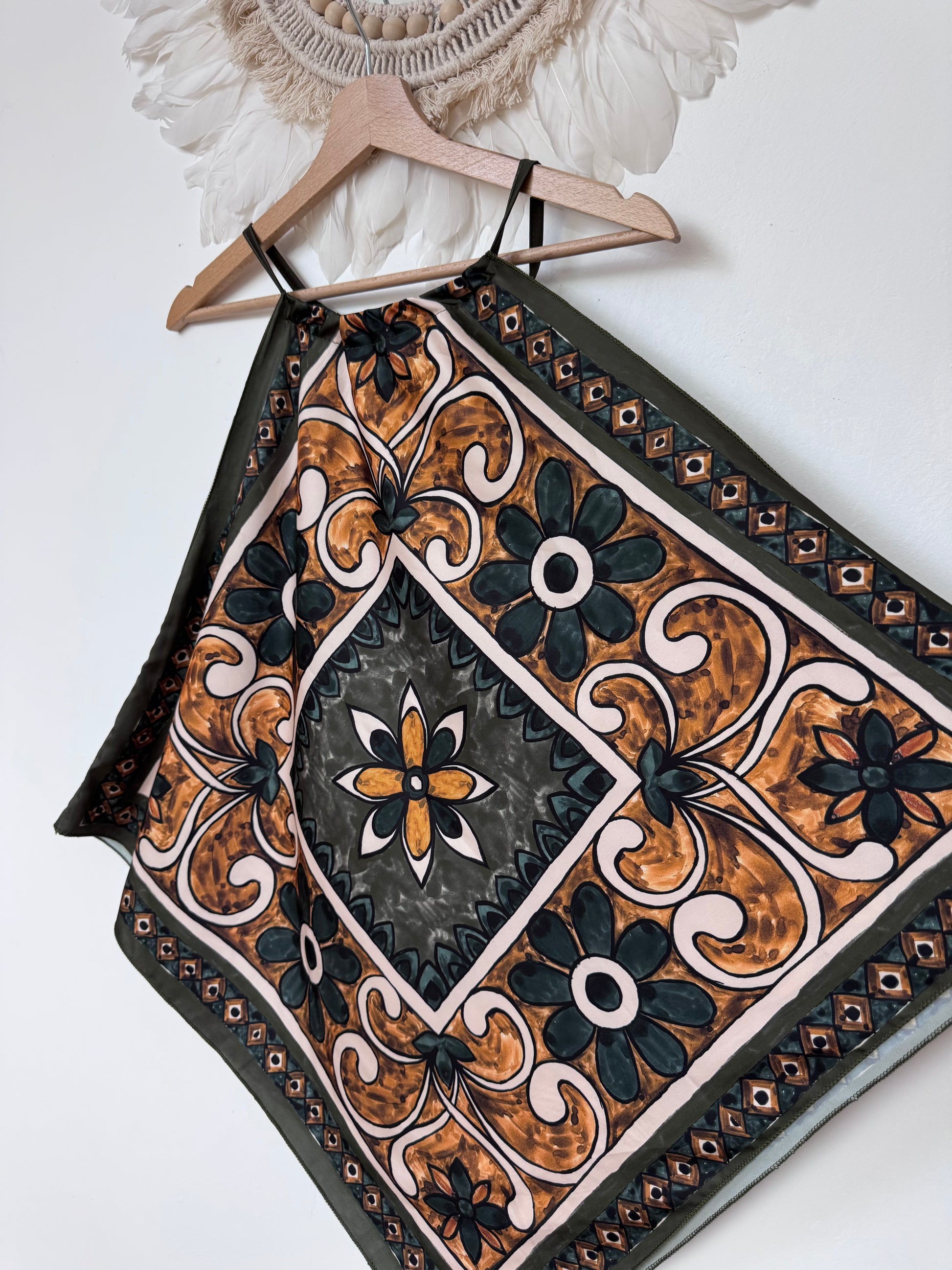 Top foulard kaki