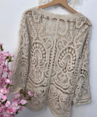 Gilet long crochet beige TU 38/44