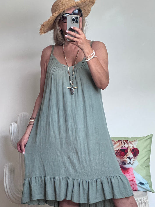 Robe d’été à bretelles kaki