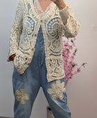 Gilet long crochet beige TU 38/44