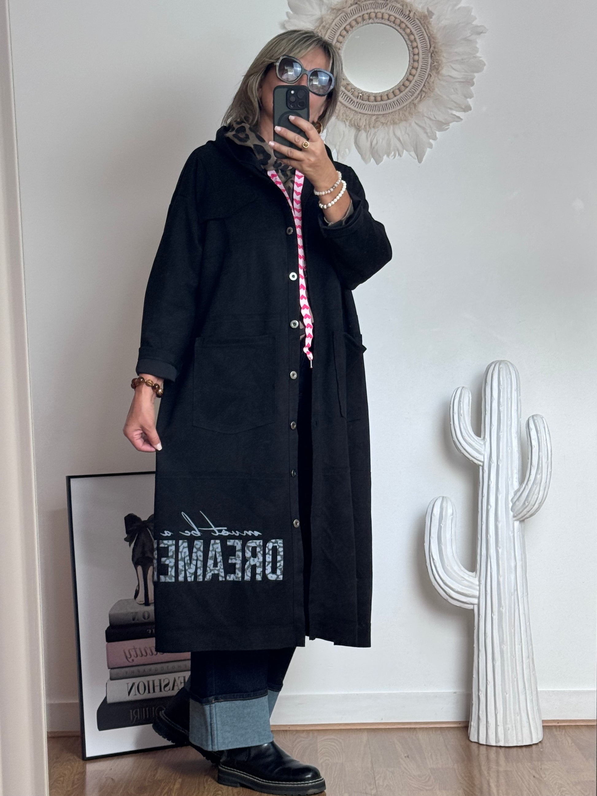 Veste longue suédine noire