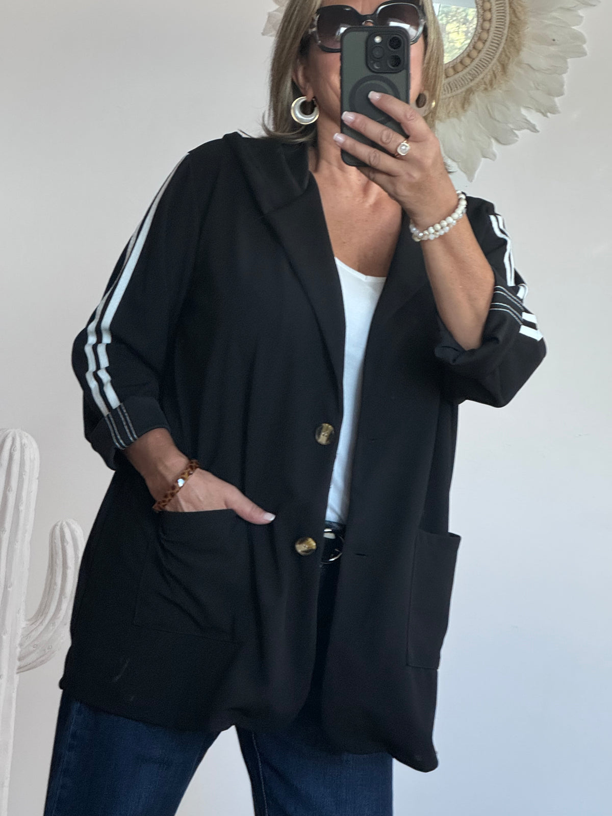 Veste casuel noir jolie forme