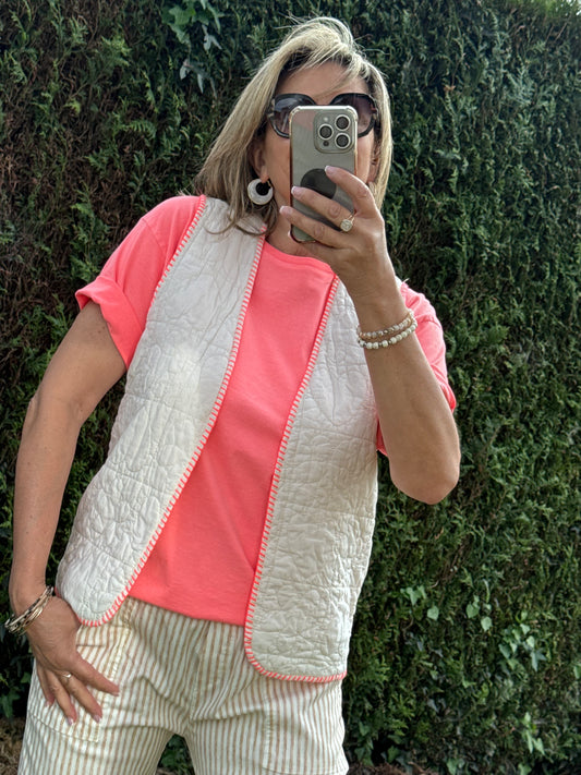 Gilet matelassé blanc cassé