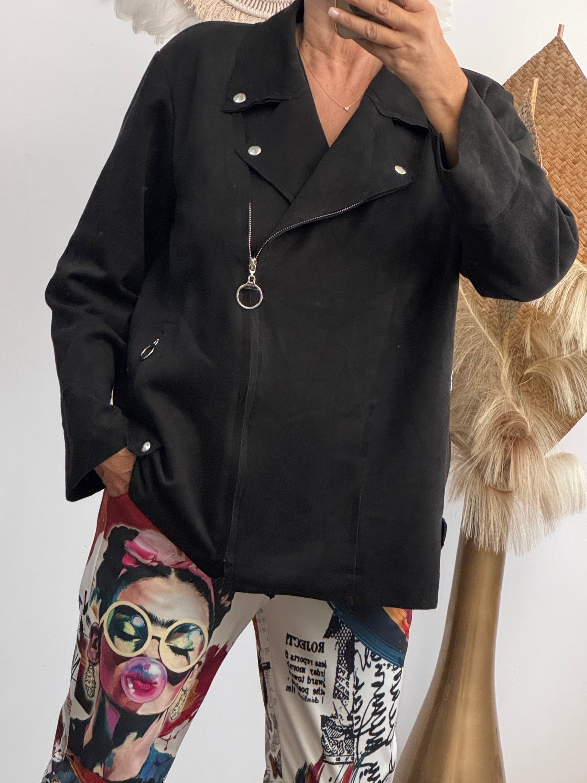 Blouson perfecto suédine noir TU 46/52