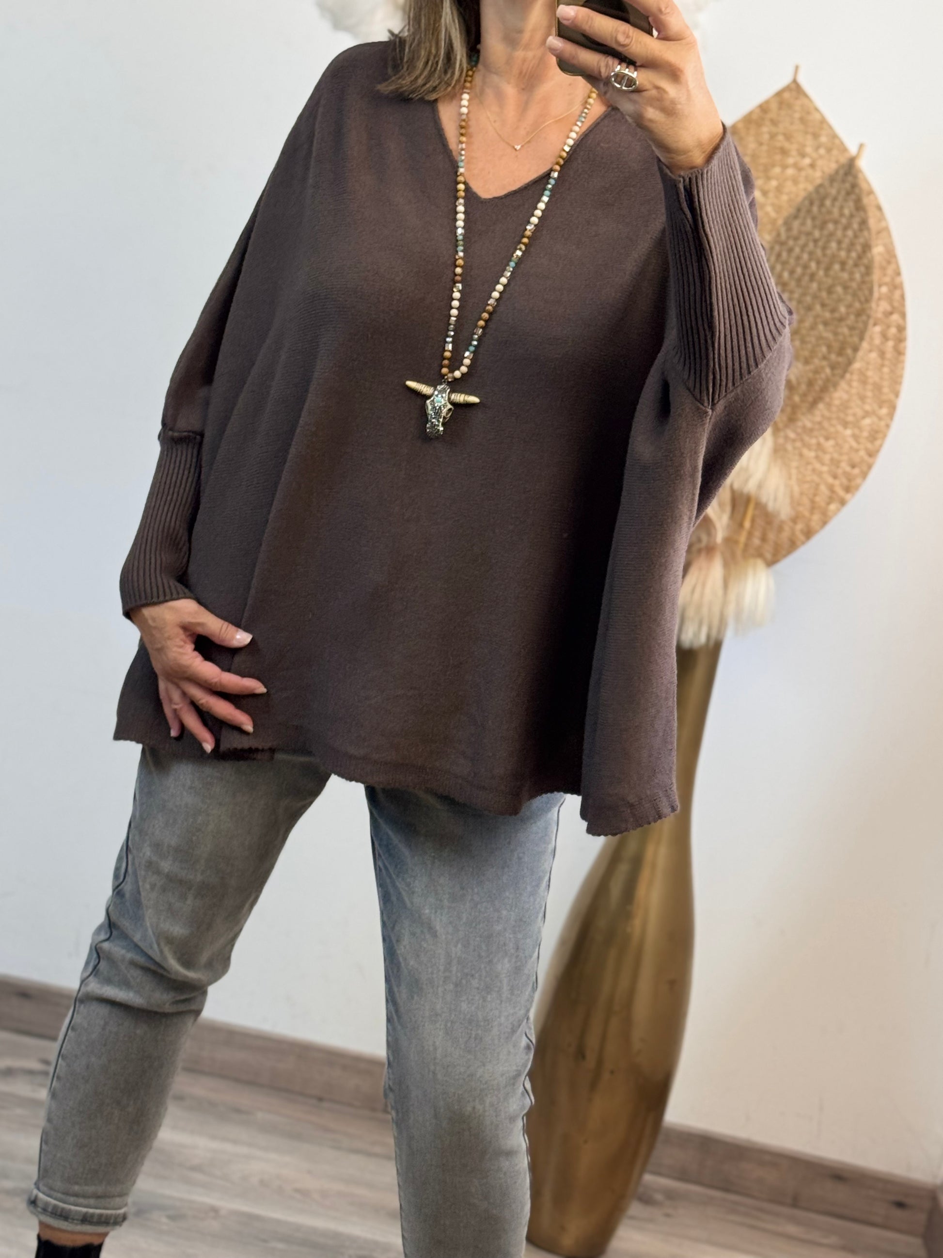 Pull Lucas oversize marron TU 44/54