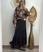 Jupe longue velours côtelé marron