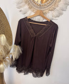 Top dentelle marron TU 40/46 et 46/50