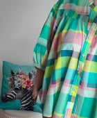 Chemise carreaux turquoise