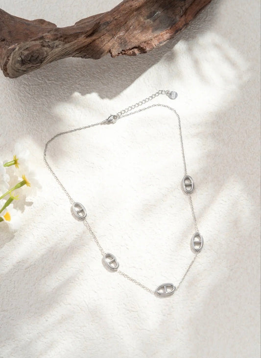 Collier ovales ajourées argenté