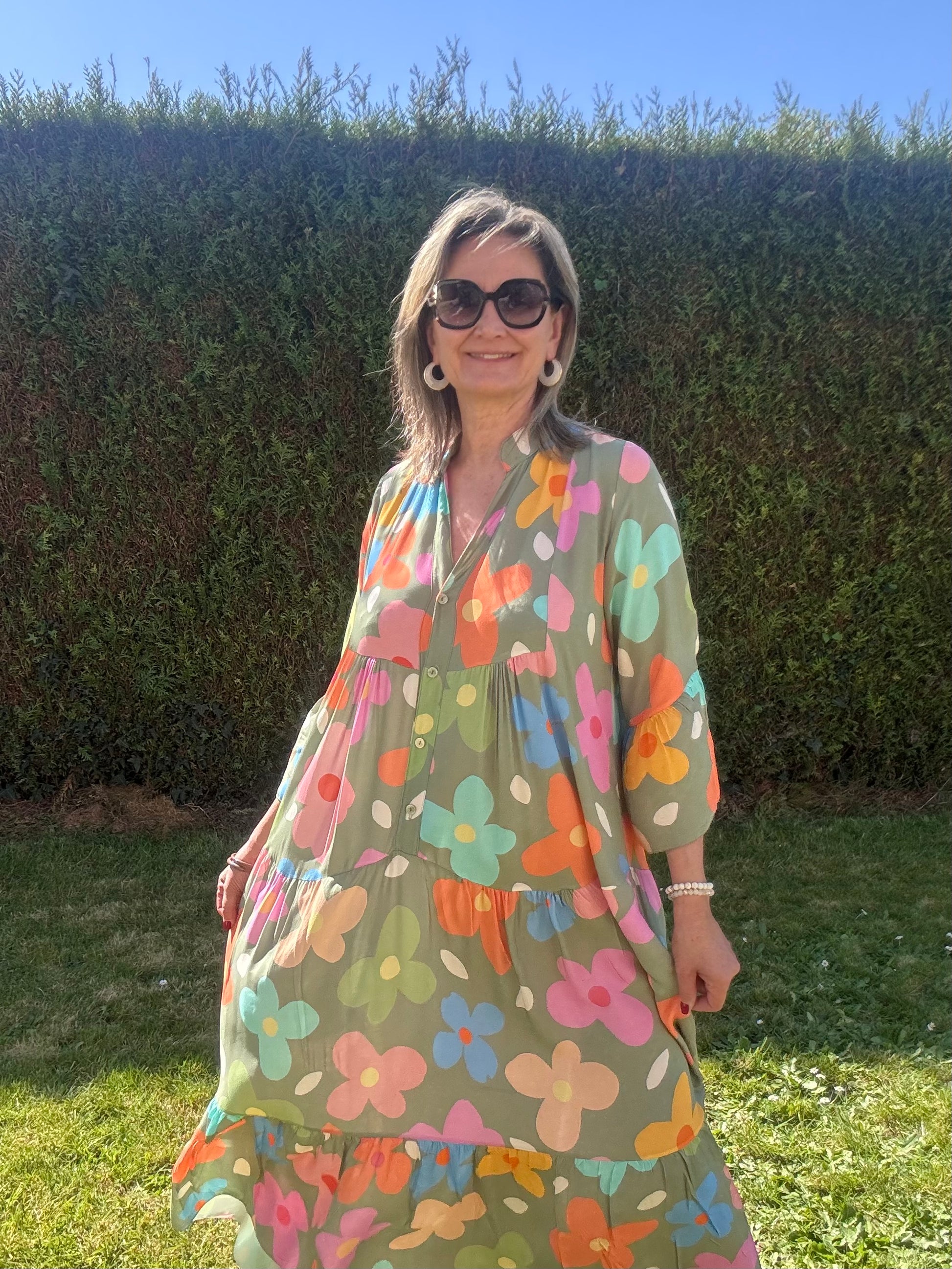 Robe kaki Floral multicolore